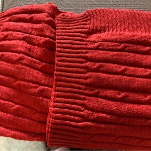 Zig Zag Red Cotton And Acrylic Red Throw 130cm X 170 Cm